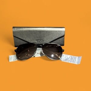 Tumi Black Aviator Sunglasses with Case